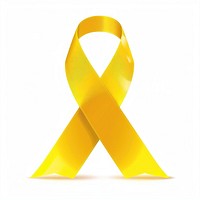 Yellow gradient Ribbon cancer white background weaponry symbol.