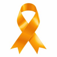 Orange gradient Ribbon cancer letterbox mailbox symbol.