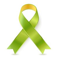Lime-green gradient Ribbon cancer symbol white background yellow.