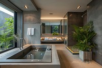 Luxury villa bathtub luxury plant.