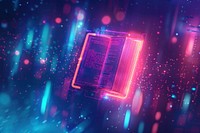 Abstract background with neon book icon technology light illuminated.