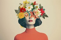 Retro collage of a woman art portrait flower.