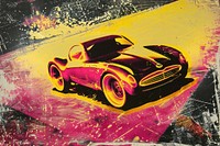 Silkscreen of toy car art painting vehicle.