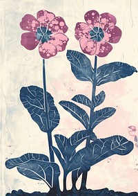 Silkscreen of a primrose art painting pattern.