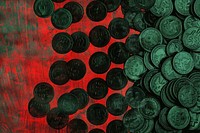 Silkscreen of bag of coins backgrounds textured money.
