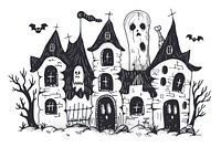 Divider doodle of haunted house drawing sketch representation.