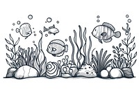 Divider doodle of a aquarium drawing animal sketch.