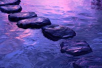 Stones on a waterline outdoors nature purple.