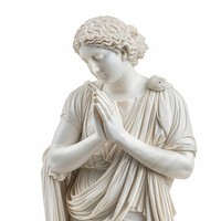 Greek statue holding pray sculpture white art.