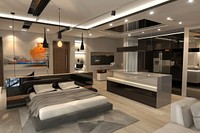 Luxury modern apartment architecture furniture building.