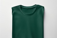 Folded forest green t-shirt flat lay