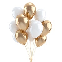 White and golden party balloons white background celebration anniversary.