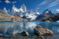 Mount Fitz Roy and laguna Torre Argentina landscape panoramic.