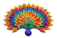 Rangoli peacock pattern art.