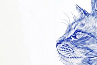 Vintage drawing exotic cats sketch blue illustrated.