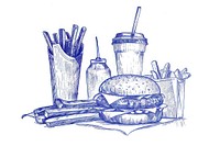 Vintage drawing fastfoods sketch paper illustrated.