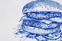 Vintage drawing fastfoods sketch illustrated hamburger.