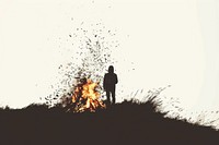 Bonfire fire silhouette clip art backlighting tranquility darkness.