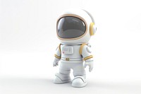 Astronaut robot toy white background.