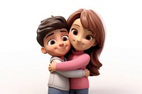 Woman and man hugging cute doll toy.