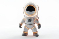 Astronaut glowing outfit robot toy white background.