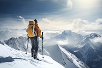 Skier recreation adventure mountain.