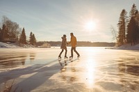 Couple ice skating footwear frozen sports.