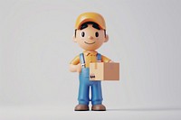 Delivery man cardboard figurine person.
