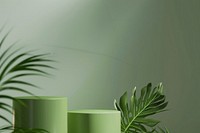 Green podium planter pottery leaf.