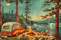Camping car painting outdoors.