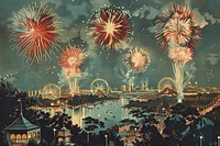 Fireworks architecture illuminated celebration.