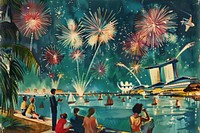 Fireworks painting outdoors art.