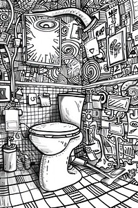 Template for bathroom doodle illustrated electronics.