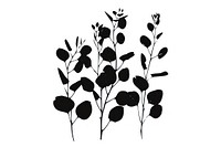 Eucalyptus silhouette clip art illustrated stencil drawing.