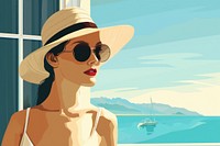 Woman in hotel transportation accessories sunglasses.