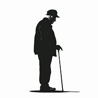 One elderly people silhouette clothing footwear.
