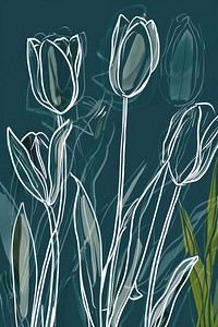 White tulips graphics painting outdoors.