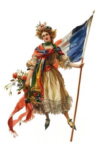 A Bastille Day woman painting scarf art.