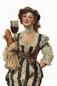 A Bastille Day woman painting wine art.