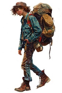 A California person backpack backpacking clothing.