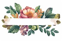 Ribbon peony leaves banner graphics painting pattern.