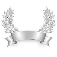 Gradient Ribbon silver laurel chandelier emblem symbol.