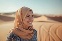 Middle East joyful woman clothing outdoors apparel.