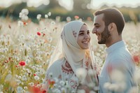 Middle East joyful couple bridegroom wedding person.