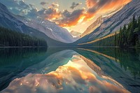 Lake landscape panoramic outdoors.