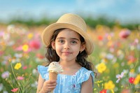 Middle eastern little girl cream dessert female.