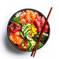 Sushi Poke Bowls chopsticks food plate.