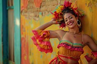 The Latina Colombian woman recreation performer dancing.