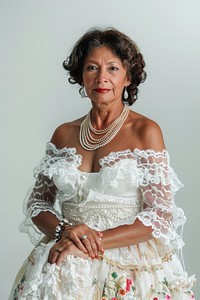 Latina Colombian woman wedding photo gown.