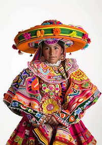 Latina Peruvian woman clothing sombrero apparel.